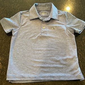 Vineyard Vines boys size 5 polo shirt in blue and white stripes.